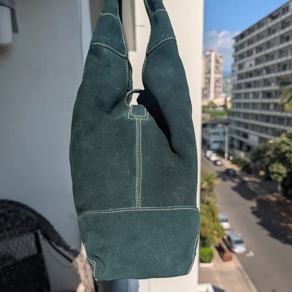Ann Taylor vtg Y2k Hamilton soho green suede Large hobo bag - Picture 6 of 14